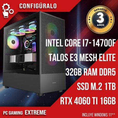 PC Gaming Intel Core i7-14700F  -  32gb - RTX 4060 Ti 16gb Corvus