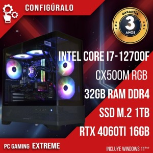 PC Gaming Intel Core i7-12700F - RTX 4060Ti 16gb Corvus