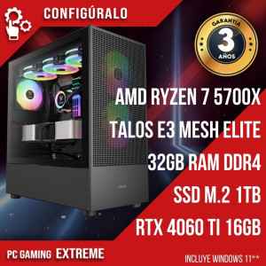 PC Gaming AMD Ryzen 7 5700X/32GB/1TB SSD/RTX 4060 Ti 16GB Felucia