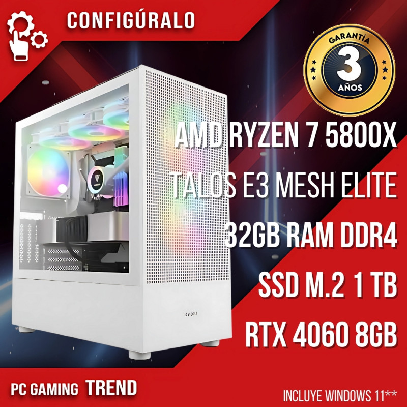 PC Gaming AMD Ryzen 7 5800X - RTX 4060 8gb Cyrkon - TrendingPC